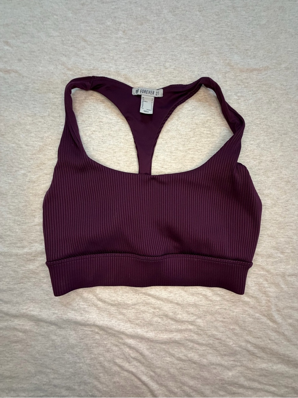 Forever 21 Deep Plum Ribbed Racerback Sports Bra